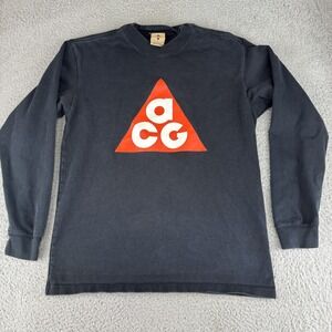 Nike ACG Shirt Mens Small Black Long Sleeve Outdoor Graphic‎ Pullover Streetwear